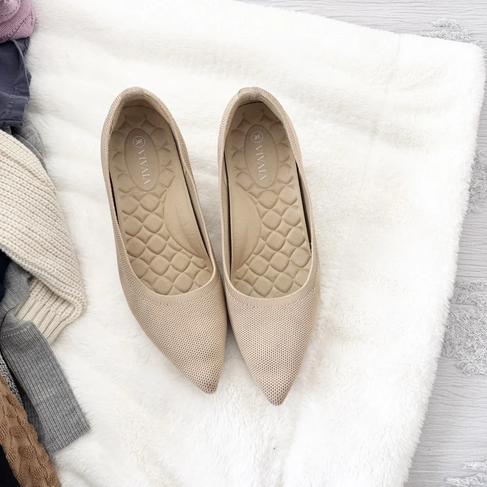 Comfort Knit Wedge Pumps - Beige